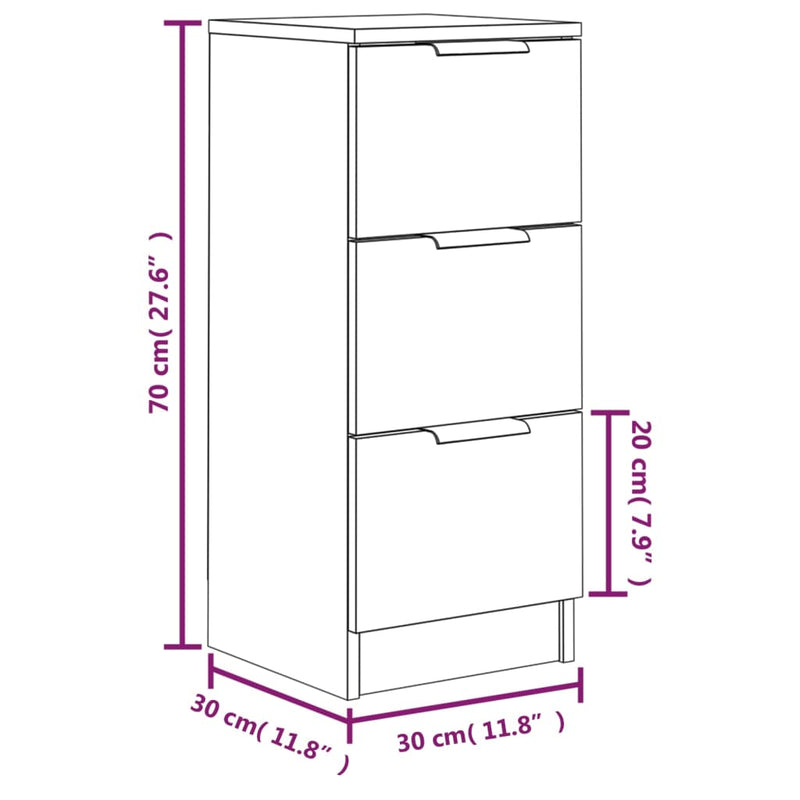 vidaXL 2 db fekete szerelt fa tálalószekrény 30 x 30 x 70 cm