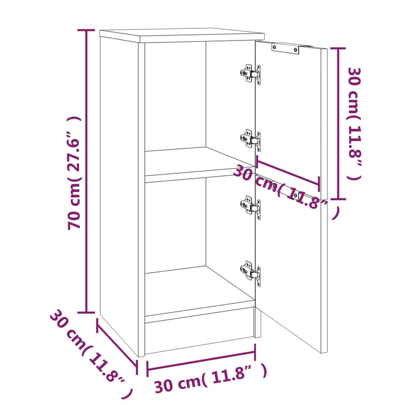 vidaXL 2 db fekete szerelt fa tálalószekrény 30 x 30 x 70 cm