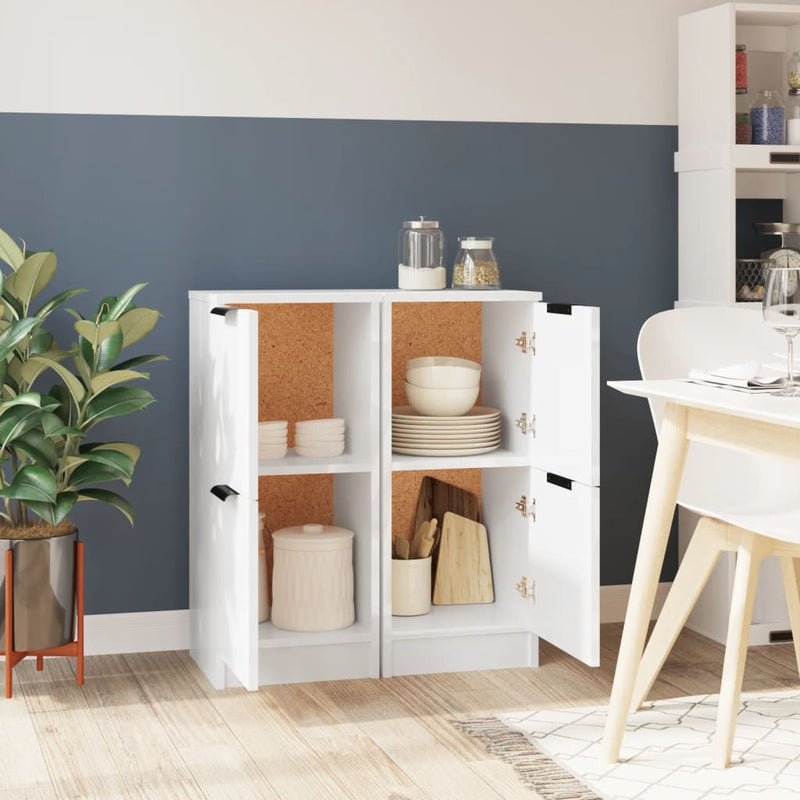 vidaXL 2 db magasfényű fehér szerelt fa tálalószekrény 30 x 30 x 70 cm