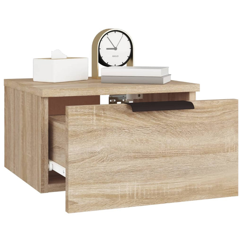 vidaXL 2 db sonoma tölgy falra szerelhető éjjeliszekrény 34x30x20 cm