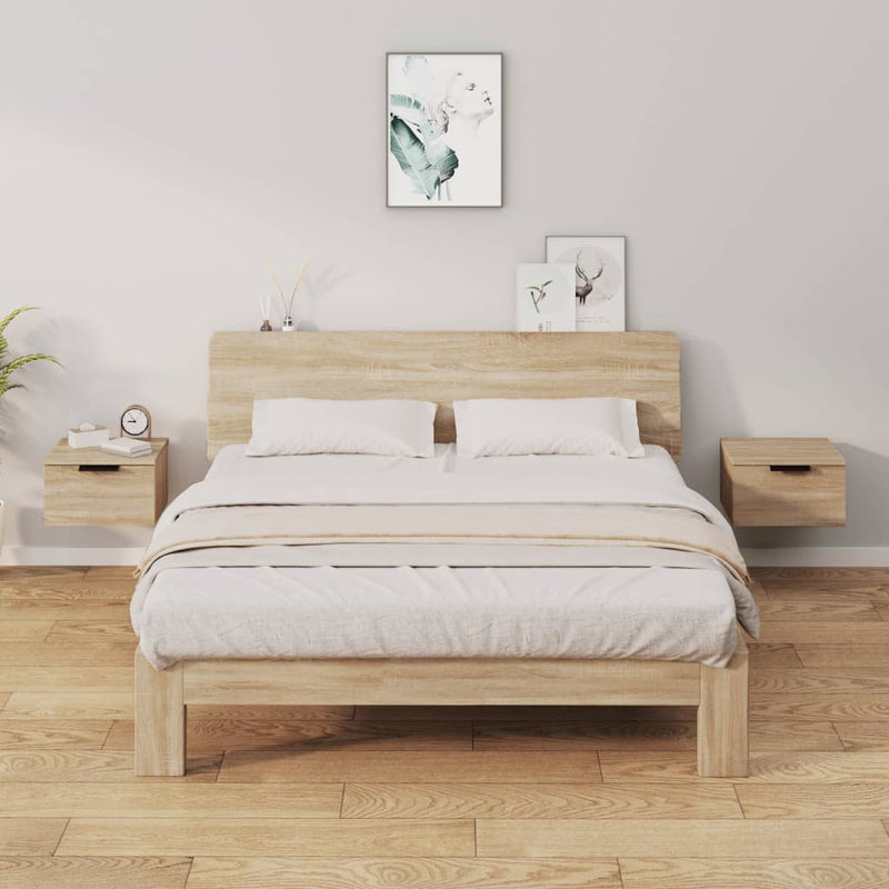 vidaXL 2 db sonoma tölgy falra szerelhető éjjeliszekrény 34x30x20 cm