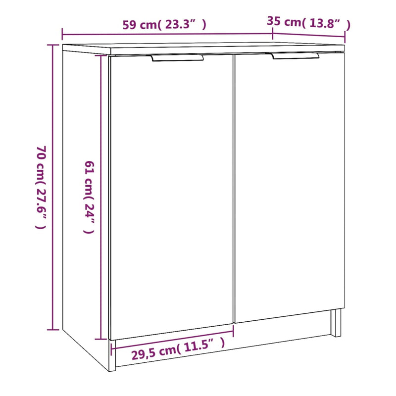 vidaXL füstös tölgyszínű szerelt fa cipősszekrény 59 x 35 x 70