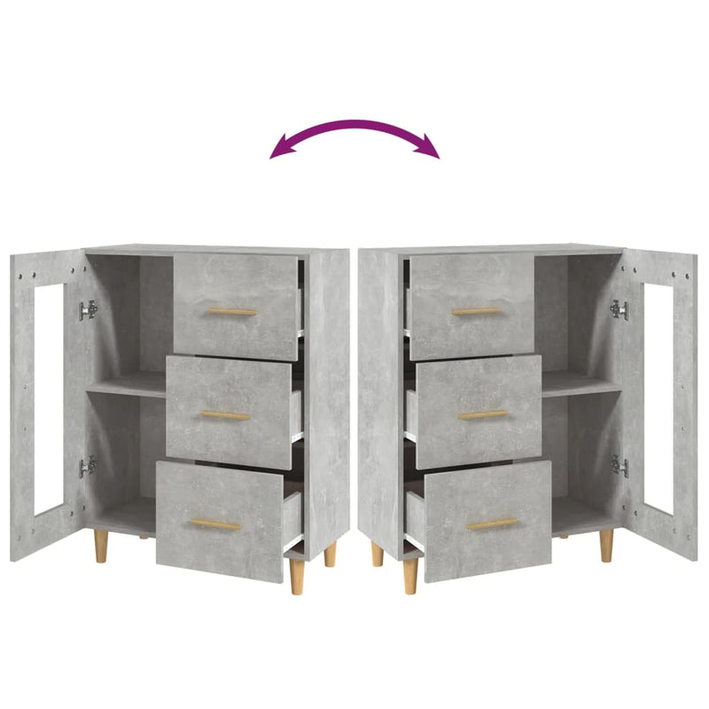 vidaXL betonszürke szerelt fa tálalószekrény 69,5 x 34 x 90 cm