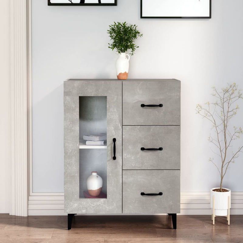 vidaXL betonszürke szerelt fa tálalószekrény 69,5 x 34 x 90 cm