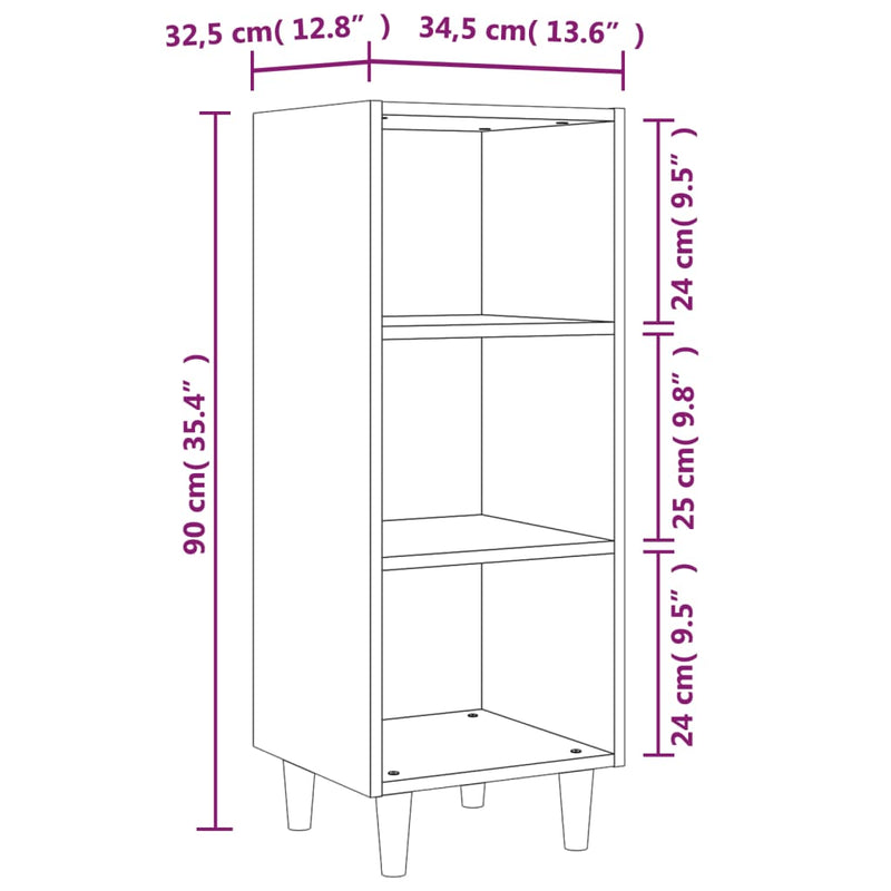 vidaXL sonoma tölgy színű szerelt fa tálalószekrény 34,5x32,5x90 cm