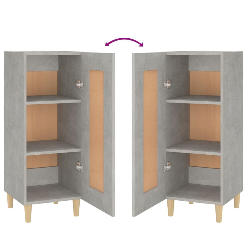 vidaXL betonszürke szerelt fa tálalószekrény 34,5 x 34 x 90 cm