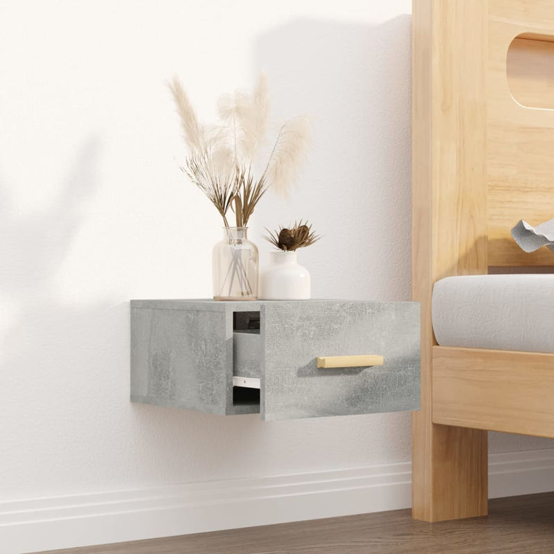 vidaXL 2 db betonszürke falra szerelhető éjjeliszekrény 35x35x20 cm