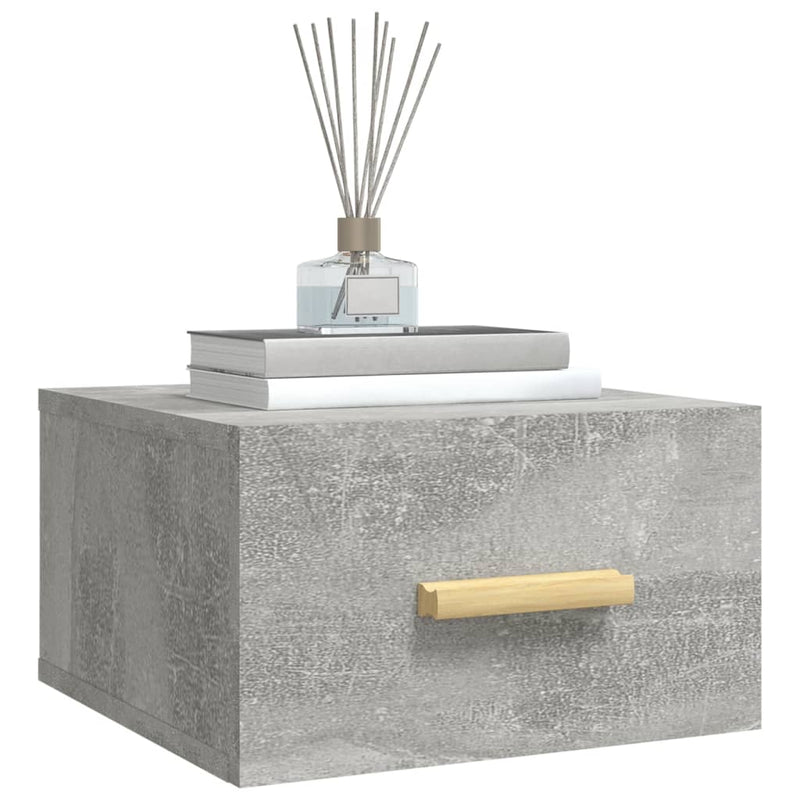 vidaXL 2 db betonszürke falra szerelhető éjjeliszekrény 35x35x20 cm