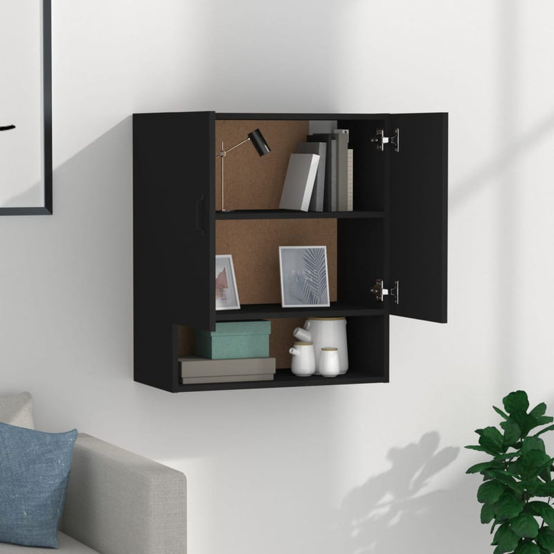vidaXL fekete szerelt fa faliszekrény 60 x 31 x 70 cm