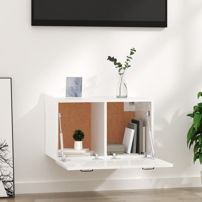 vidaXL magasfényű fehér szerelt fa faliszekrény 60 x 36,5 x 35 cm