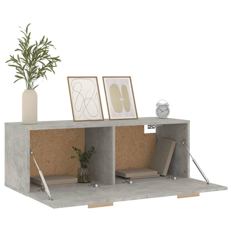 vidaXL betonszürke szerelt fa faliszekrény 100 x 36,5 x 35 cm