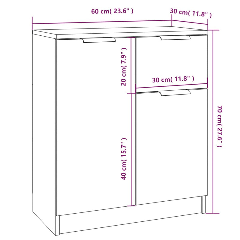 vidaXL füstös tölgy színű szerelt fa tálalószekrény 60 x 30 x 70 cm