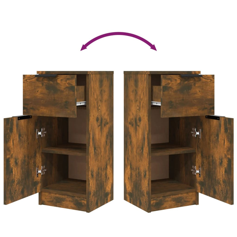 vidaXL 2 db füstös tölgyszínű szerelt fa tálalószekrény 30x30x70 cm