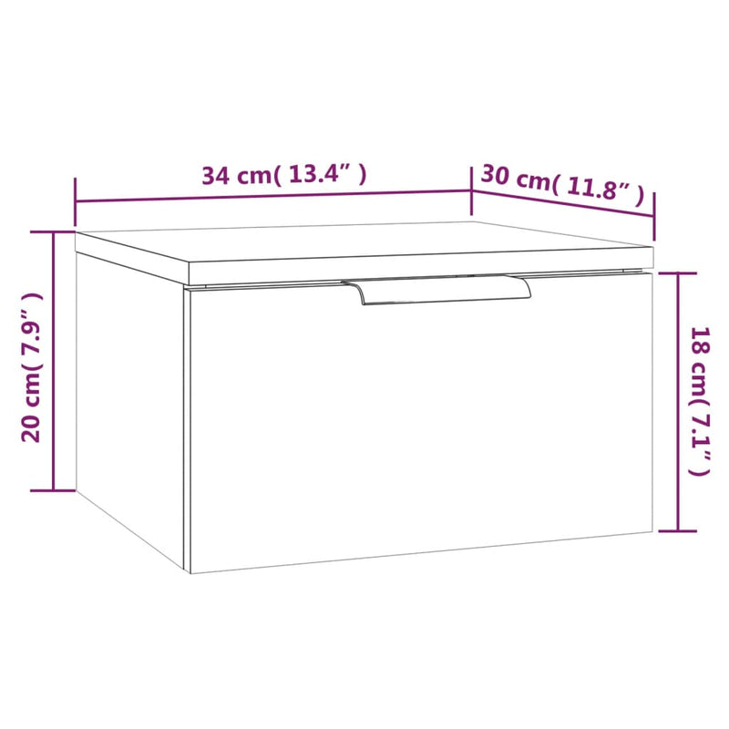 vidaXL szürke sonoma falra szerelhető éjjeliszekrény 34 x 30 x 20 cm
