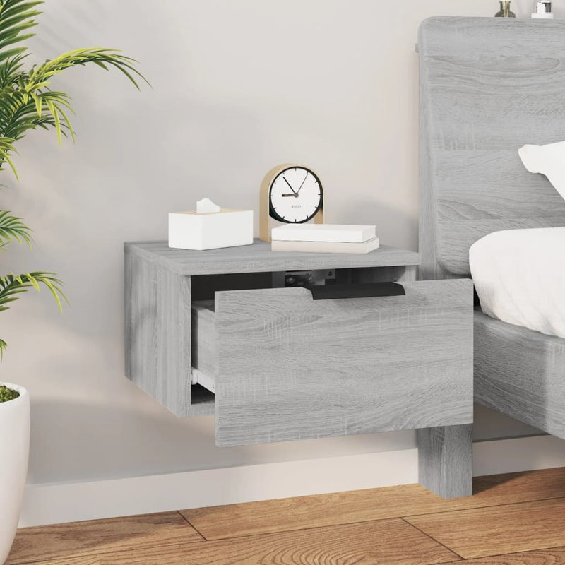 vidaXL 2 db szürke sonoma falra szerelhető éjjeliszekrény 34x30x20 cm