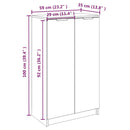 vidaXL füstös tölgyszínű szerelt fa cipősszekrény 59 x 35 x 100 cm