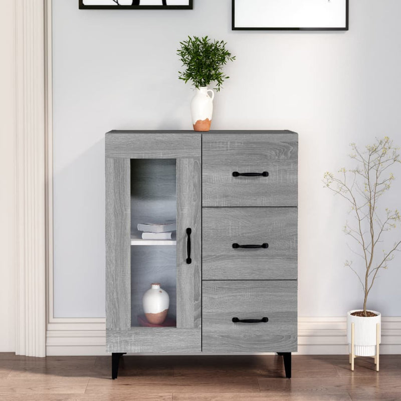vidaXL szürke sonoma színű szerelt fa tálalószekrény 69,5 x 34 x 90 cm