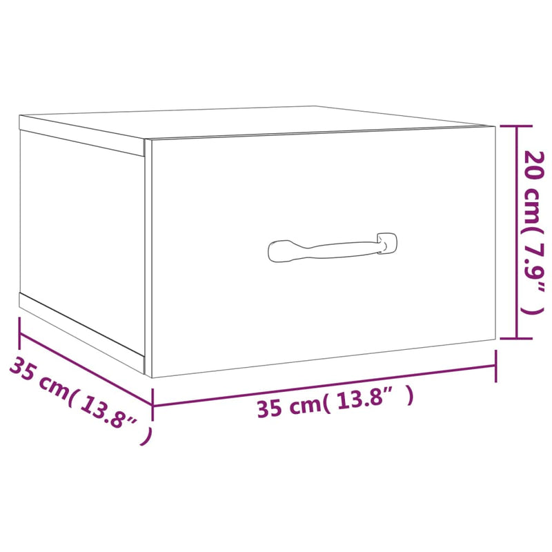 vidaXL 2 db barna tölgyszínű fali éjjeliszekrény 35 x 35 x 20 cm