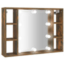 vidaXL füstös tölgy színű tükrös szekrény LED-ekkel 76 x 15 x 55 cm