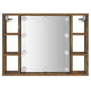 vidaXL füstös tölgy színű tükrös szekrény LED-ekkel 76 x 15 x 55 cm