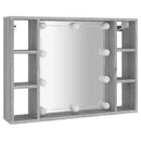 vidaXL szürke sonoma színű tükrös szekrény LED-ekkel 76 x 15 x 55 cm