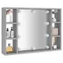 vidaXL szürke sonoma színű tükrös szekrény LED-ekkel 76 x 15 x 55 cm
