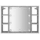 vidaXL szürke sonoma színű tükrös szekrény LED-ekkel 76 x 15 x 55 cm