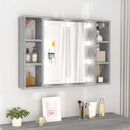 vidaXL szürke sonoma színű tükrös szekrény LED-ekkel 76 x 15 x 55 cm