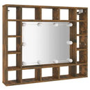vidaXL füstös tölgy színű tükrös szekrény LED-ekkel 91 x 15 x 76,5 cm