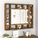 vidaXL füstös tölgy színű tükrös szekrény LED-ekkel 91 x 15 x 76,5 cm