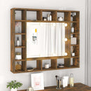 vidaXL füstös tölgy színű tükrös szekrény LED-ekkel 91 x 15 x 76,5 cm