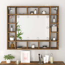 vidaXL füstös tölgy színű tükrös szekrény LED-ekkel 91 x 15 x 76,5 cm