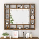 vidaXL füstös tölgy színű tükrös szekrény LED-ekkel 91 x 15 x 76,5 cm