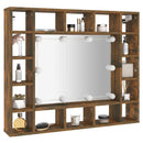 vidaXL füstös tölgy színű tükrös szekrény LED-ekkel 91 x 15 x 76,5 cm