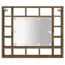 vidaXL füstös tölgy színű tükrös szekrény LED-ekkel 91 x 15 x 76,5 cm