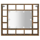 vidaXL füstös tölgy színű tükrös szekrény LED-ekkel 91 x 15 x 76,5 cm