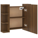 vidaXL barna tölgyszínű tükrös szekrény LED-ekkel 70 x 16,5 x 60 cm