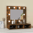 vidaXL füstös tölgy színű tükrös szekrény LED-ekkel 60 x 31,5 x 62 cm