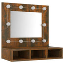 vidaXL füstös tölgy színű tükrös szekrény LED-ekkel 60 x 31,5 x 62 cm