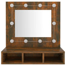 vidaXL füstös tölgy színű tükrös szekrény LED-ekkel 60 x 31,5 x 62 cm