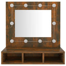 vidaXL füstös tölgy színű tükrös szekrény LED-ekkel 60 x 31,5 x 62 cm