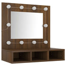 vidaXL barna tölgy színű tükrös szekrény LED-ekkel 60 x 31,5 x 62 cm