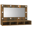 vidaXL füstös tölgy színű tükrös szekrény LED-ekkel 90 x 31,5 x 62 cm