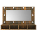 vidaXL füstös tölgy színű tükrös szekrény LED-ekkel 90 x 31,5 x 62 cm