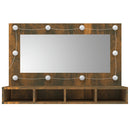 vidaXL füstös tölgy színű tükrös szekrény LED-ekkel 90 x 31,5 x 62 cm