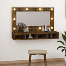 vidaXL füstös tölgy színű tükrös szekrény LED-ekkel 90 x 31,5 x 62 cm