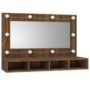 vidaXL barna tölgy színű tükrös szekrény LED-ekkel 90 x 31,5 x 62 cm