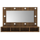 vidaXL barna tölgy színű tükrös szekrény LED-ekkel 90 x 31,5 x 62 cm