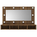 vidaXL barna tölgy színű tükrös szekrény LED-ekkel 90 x 31,5 x 62 cm