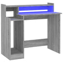 vidaXL szürke sonoma színű szerelt fa íróasztal LED-ekkel 97x45x90 cm